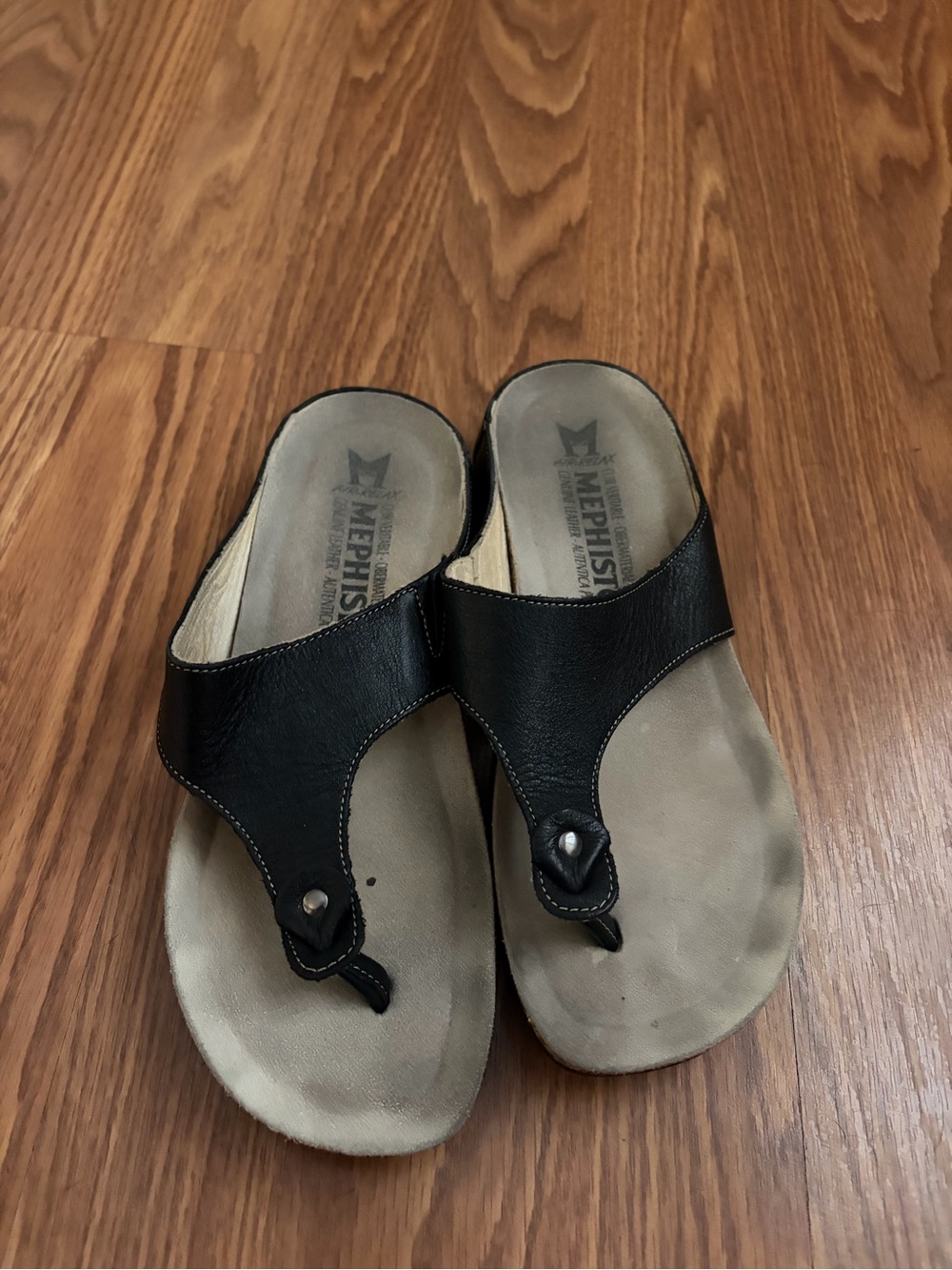 Mephisto Agacia Womens Size 7 Black Casual Slipper Flip Flop Thong Sandal